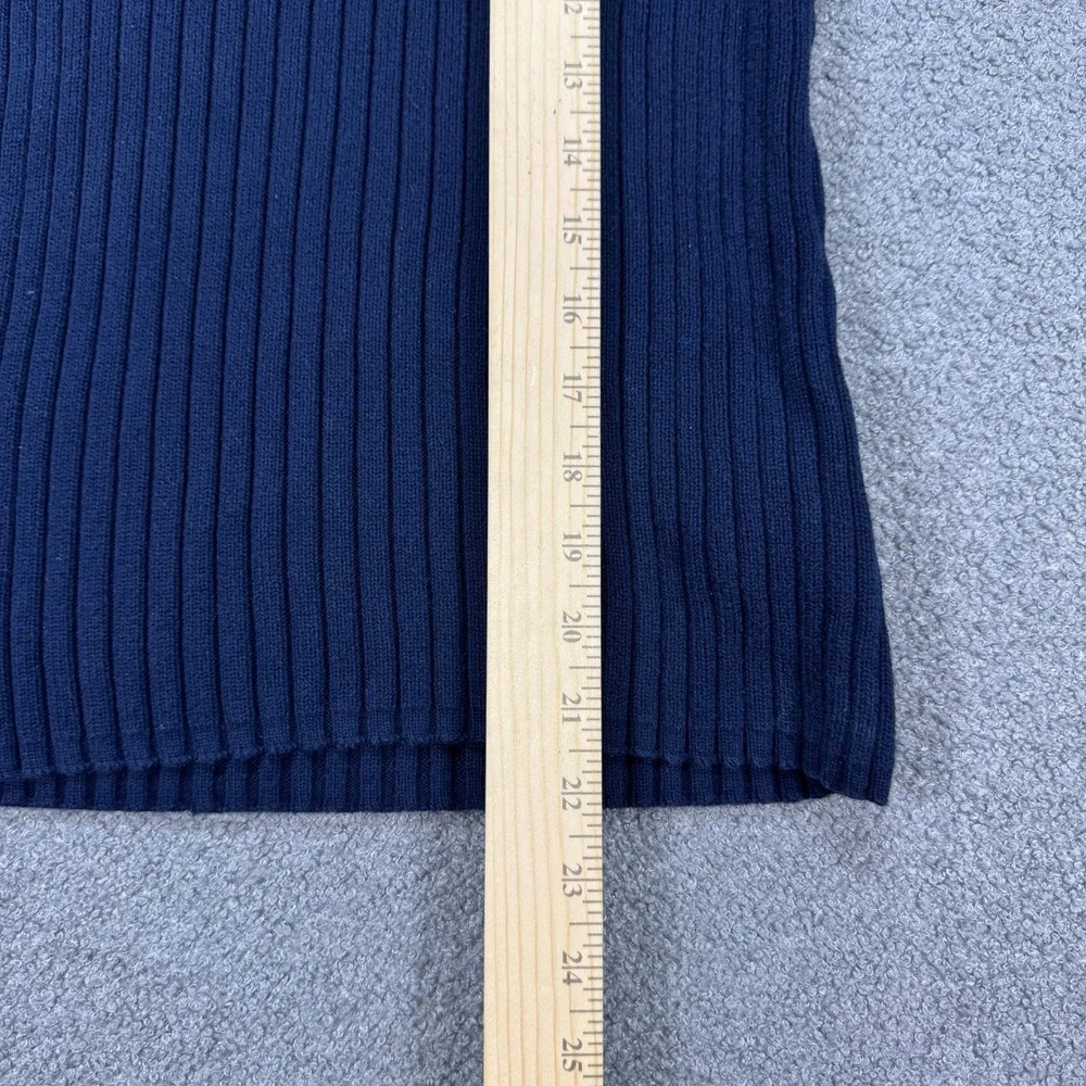 Tommy Hilfiger Sweater Women's Small Navy Blue Knit Ribbed Bling Spell Out Logo - Picture 4 of 6